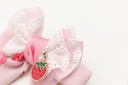 いちご柄シフォンミニバレッタリボン