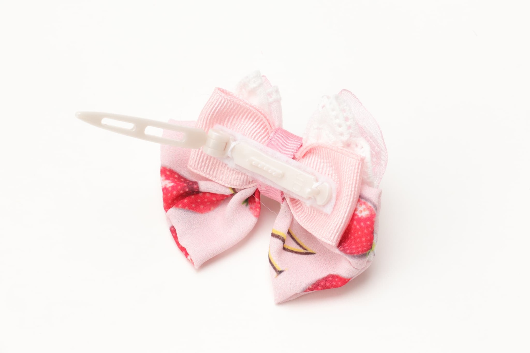 いちご柄シフォンミニバレッタリボン