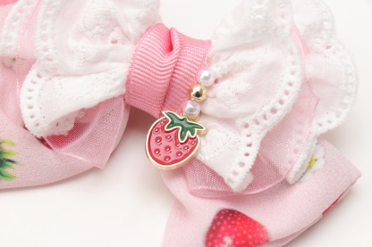 いちご柄シフォンバレッタリボン