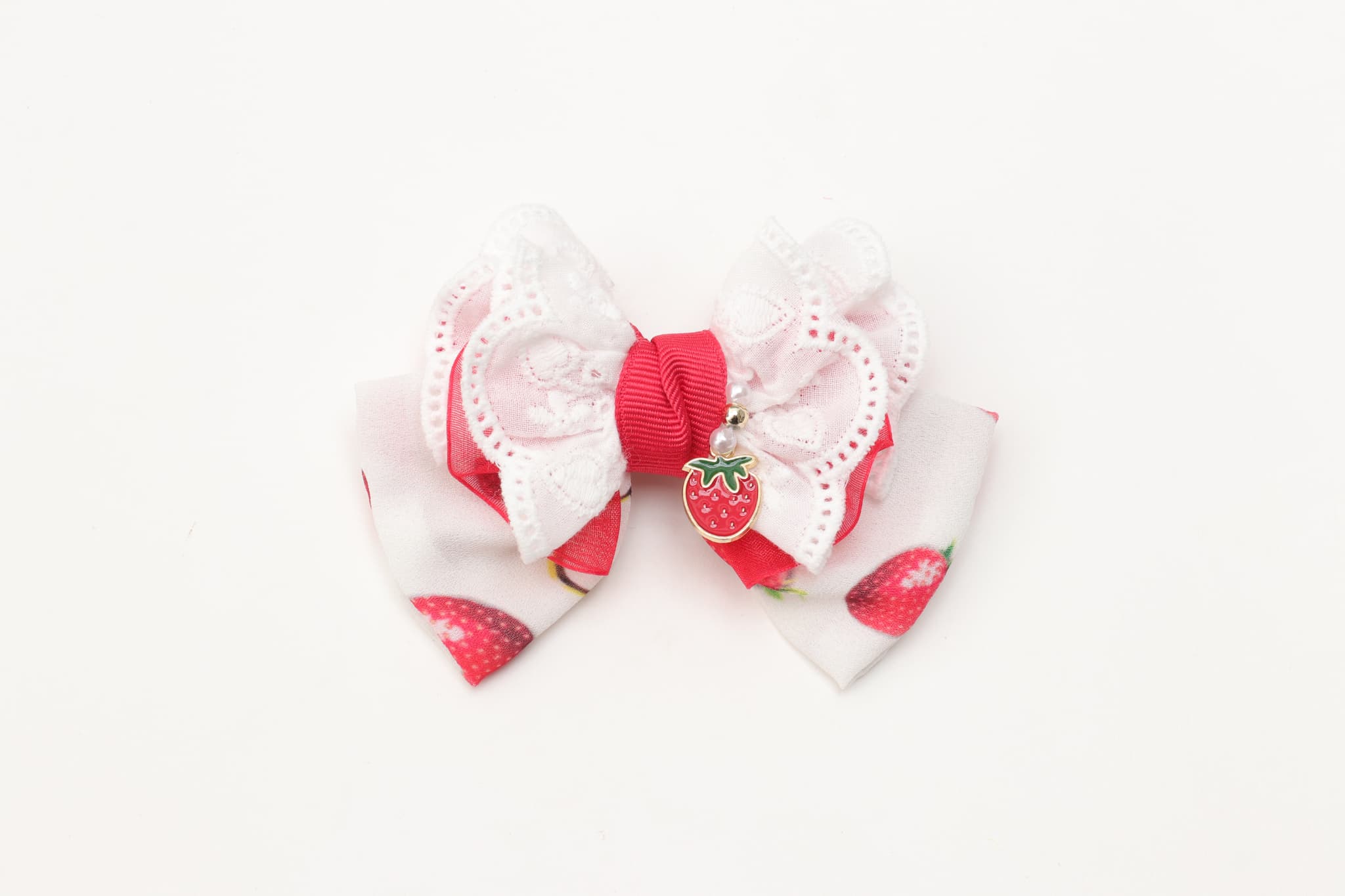 いちご柄シフォンバレッタリボン