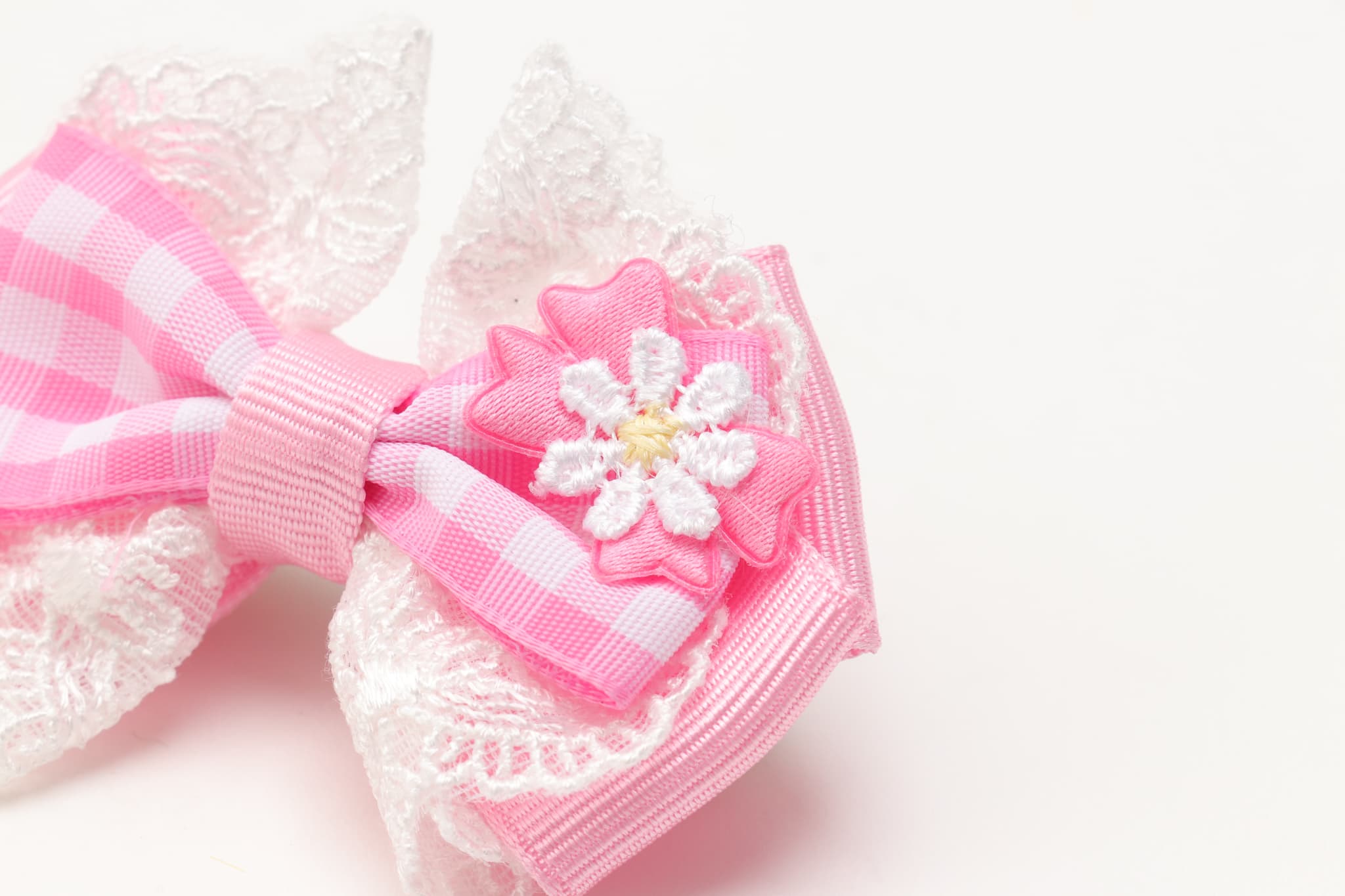 ギンガムチェックバレッタリボン