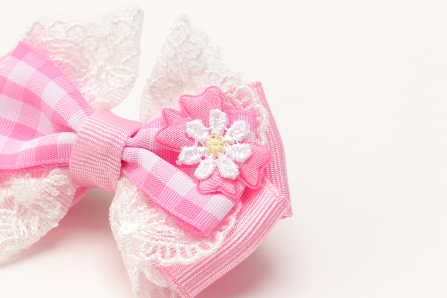 ギンガムチェックバレッタリボン