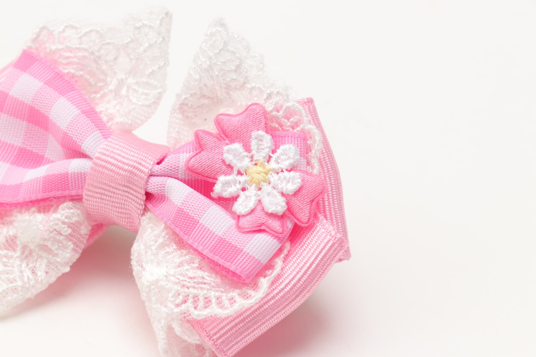 ギンガムチェックバレッタリボン