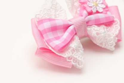 ギンガムチェックバレッタリボン