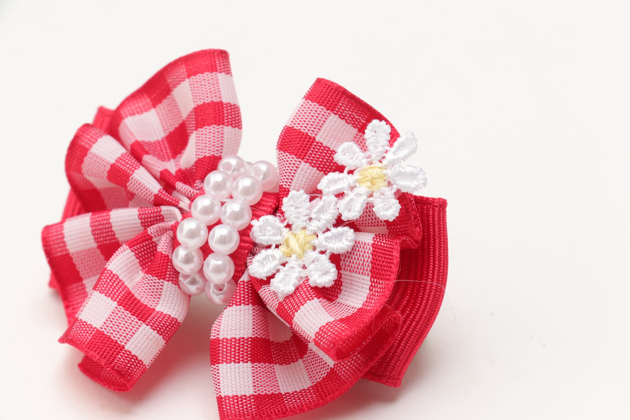 ギンガムチェックミニバレッタリボン