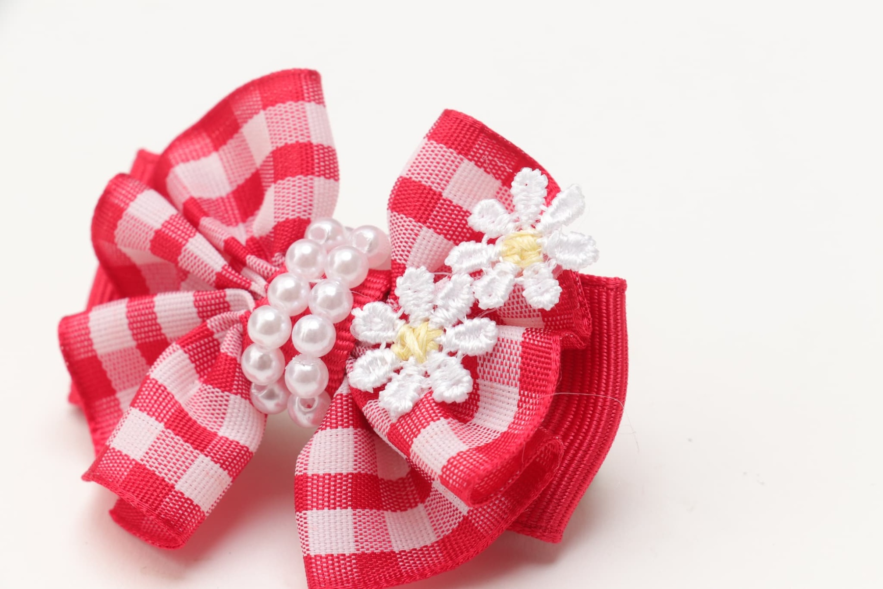 ギンガムチェックミニバレッタリボン