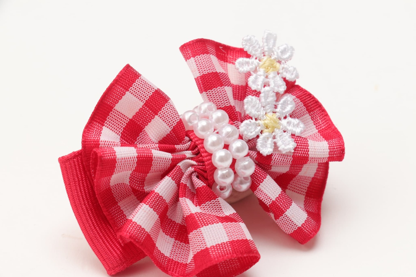 ギンガムチェックミニバレッタリボン