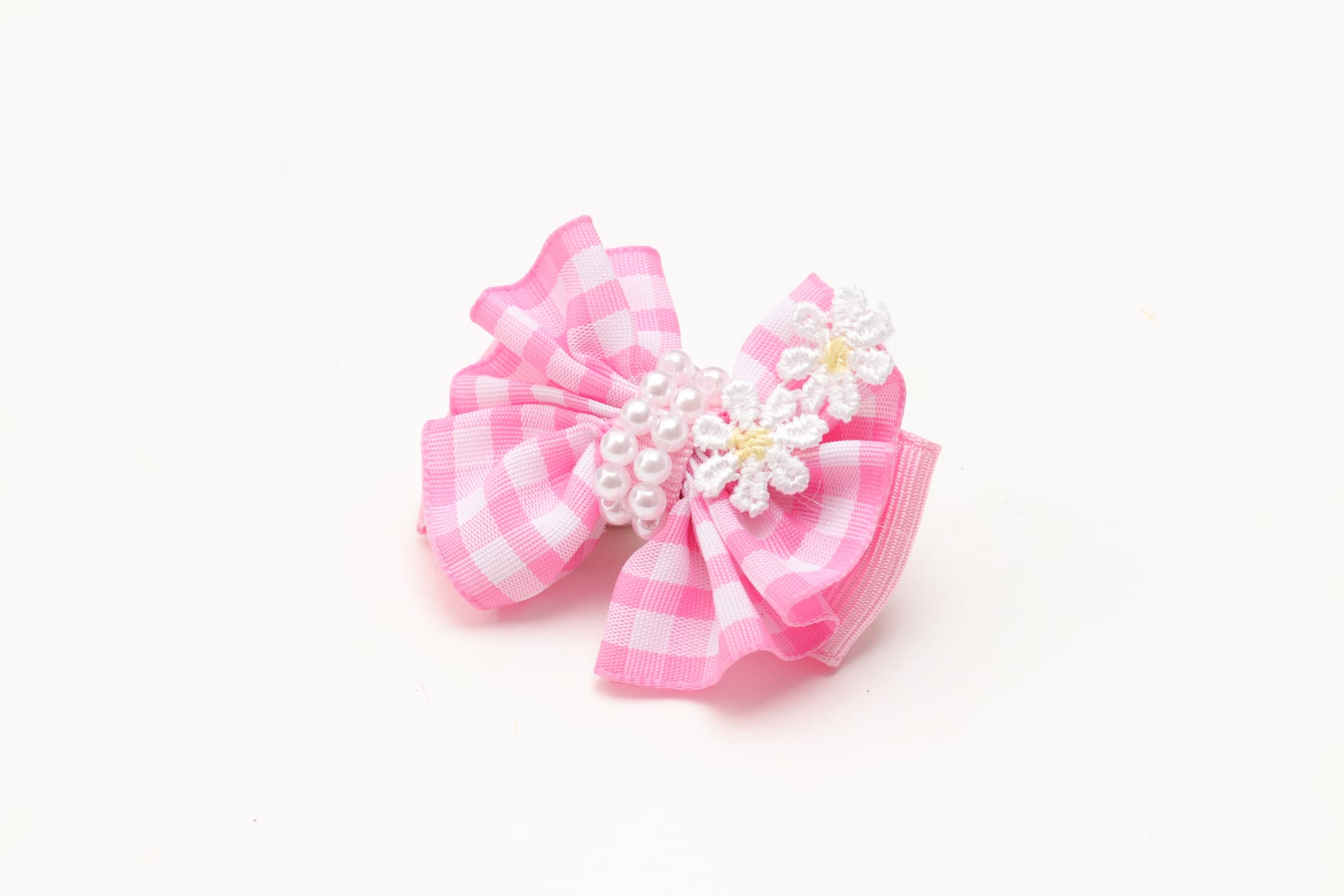 ギンガムチェックミニバレッタリボン