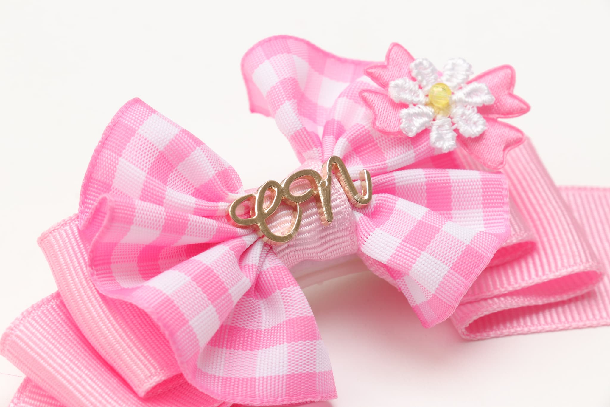 ギンガムフリル姫リボン