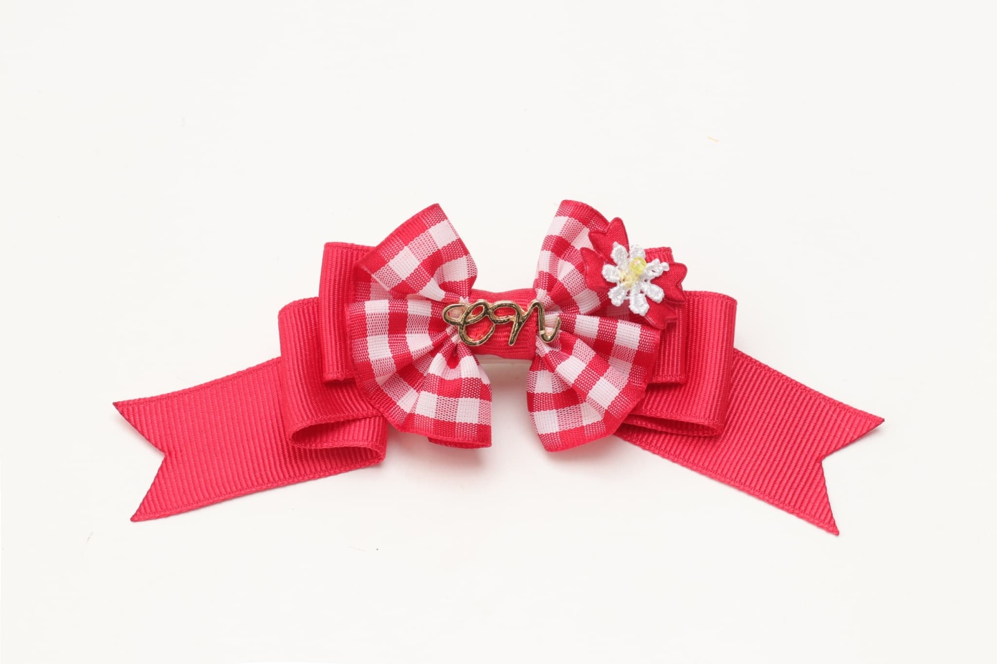 ギンガムフリル姫リボン