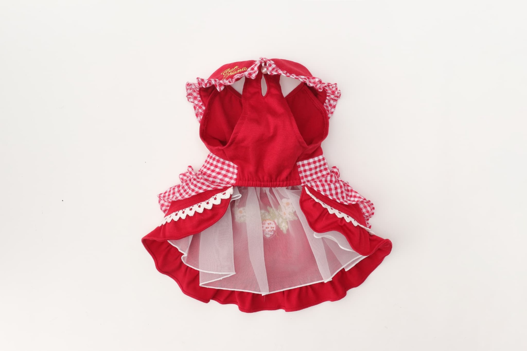 レトロいちごギンガムフリルワンピース