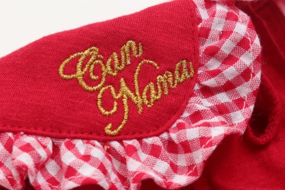 レトロいちごギンガムフリルワンピース