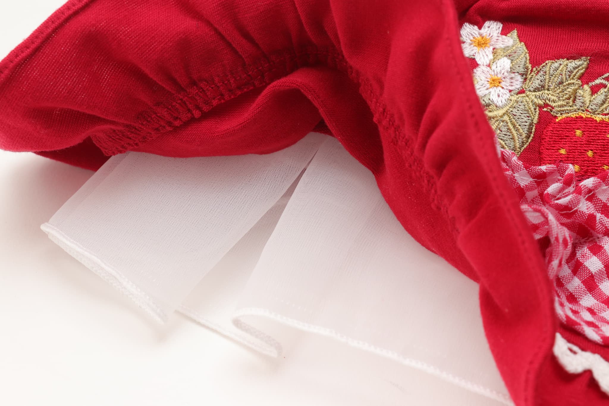 レトロいちごギンガムフリルワンピース