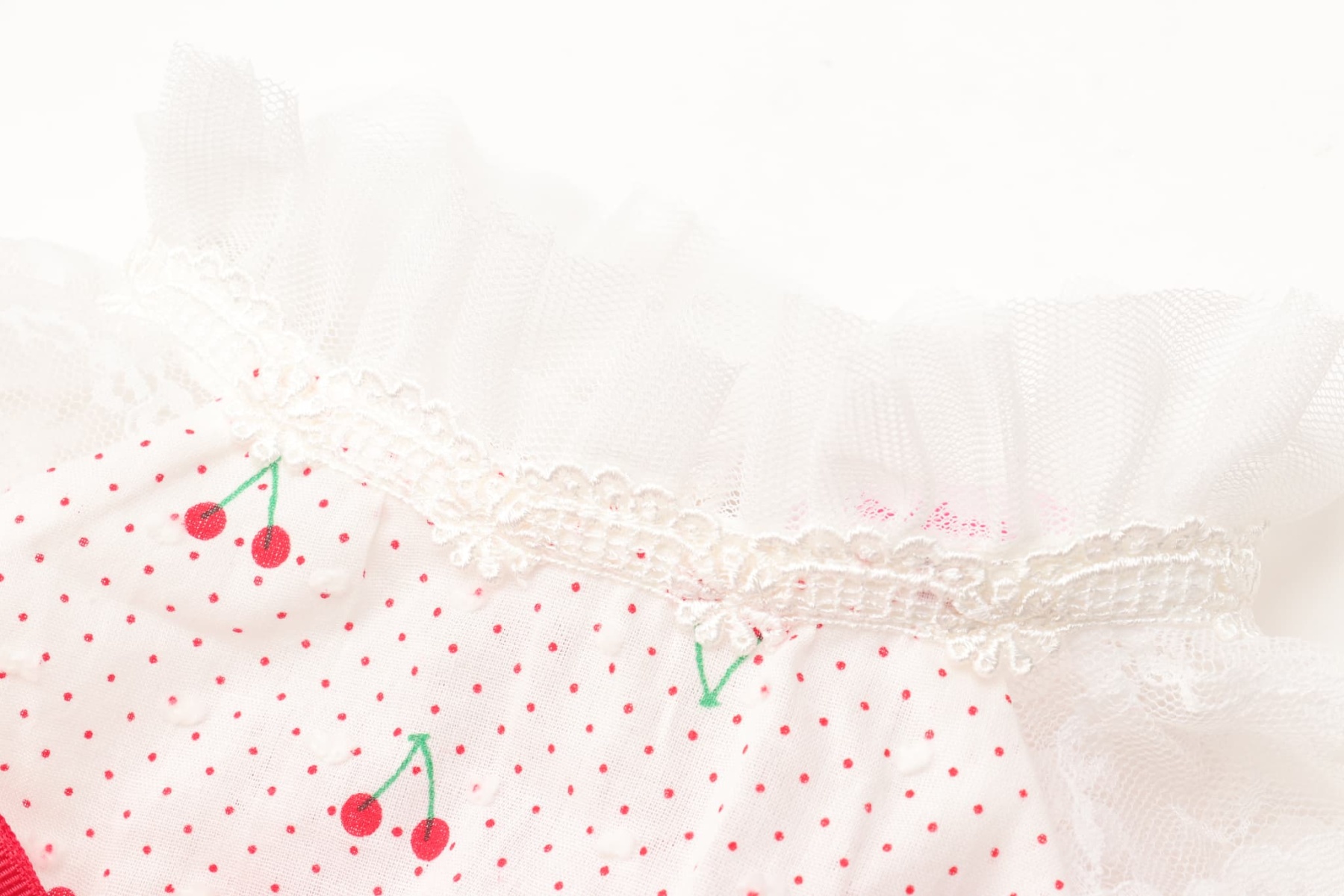 犬 犬服 春夏 さくらんぼフレアーワンピース レース さくらんぼアップリケ チェリー かわいい フリフリ 軽い 涼しい 小型犬 女の子 レッド ピンク 01-1155