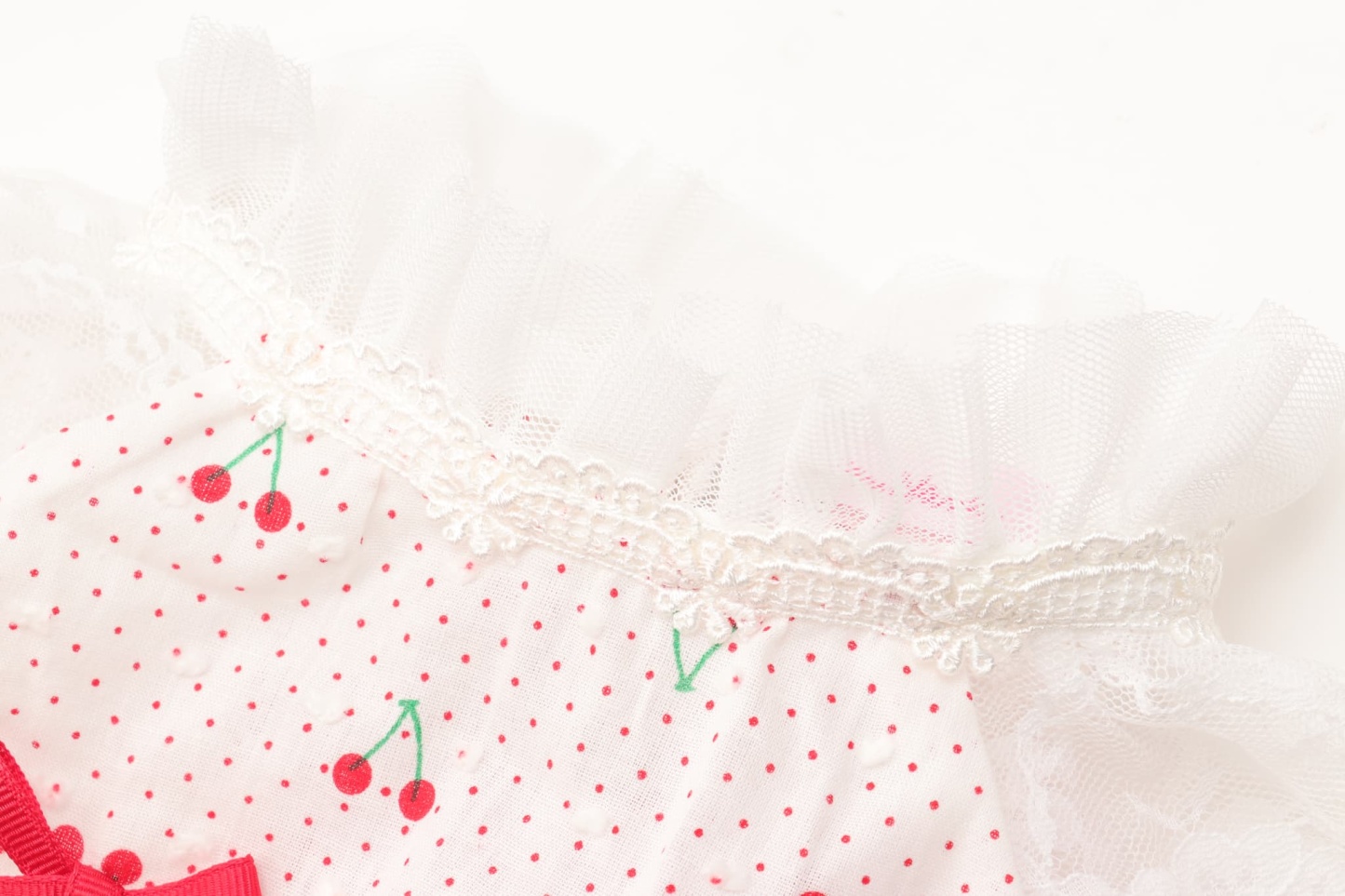 犬 犬服 春夏 さくらんぼフレアーワンピース レース さくらんぼアップリケ チェリー かわいい フリフリ 軽い 涼しい 小型犬 女の子 レッド ピンク 01-1155