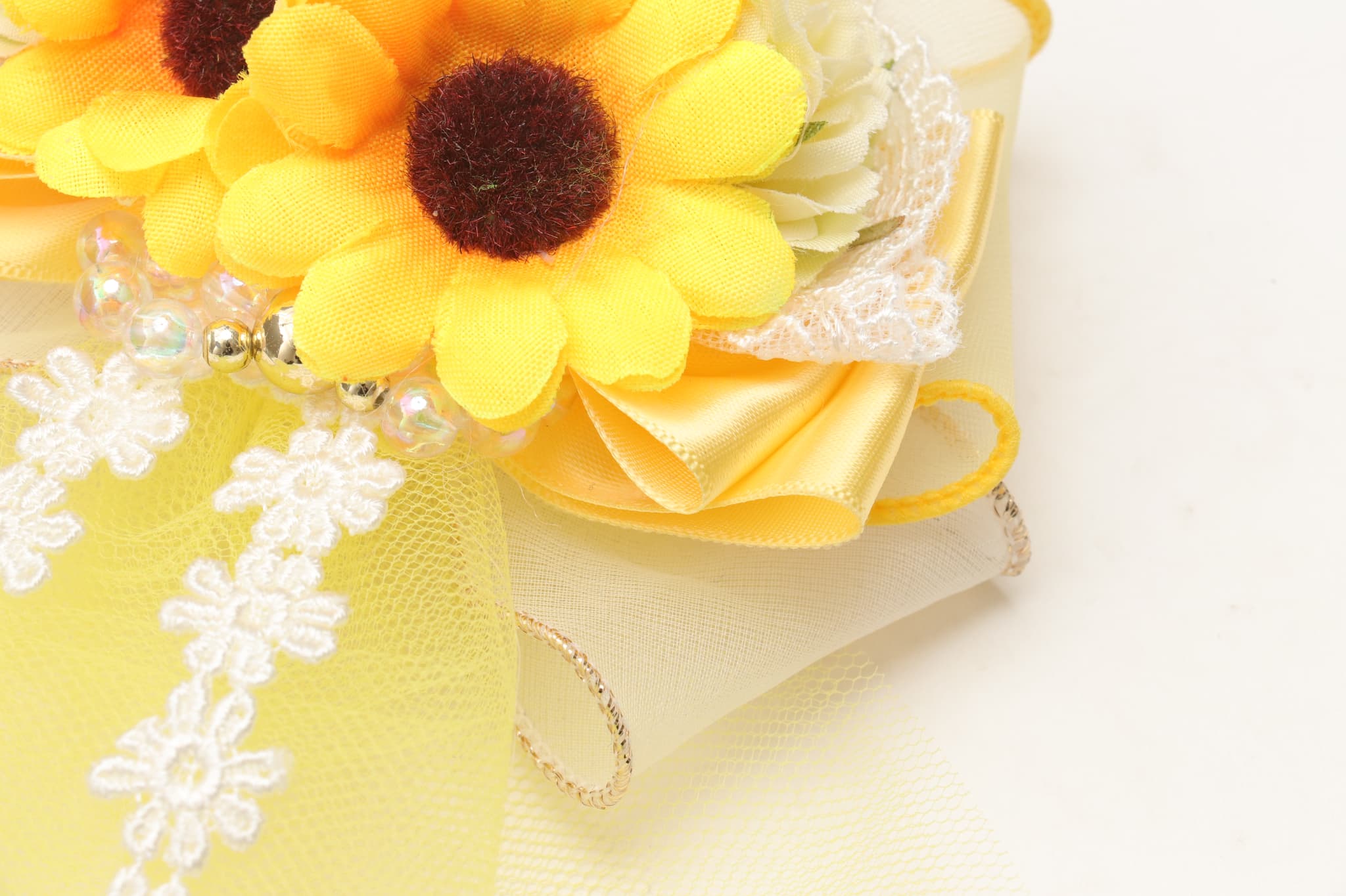 ひまわりベール風バレッタリボン