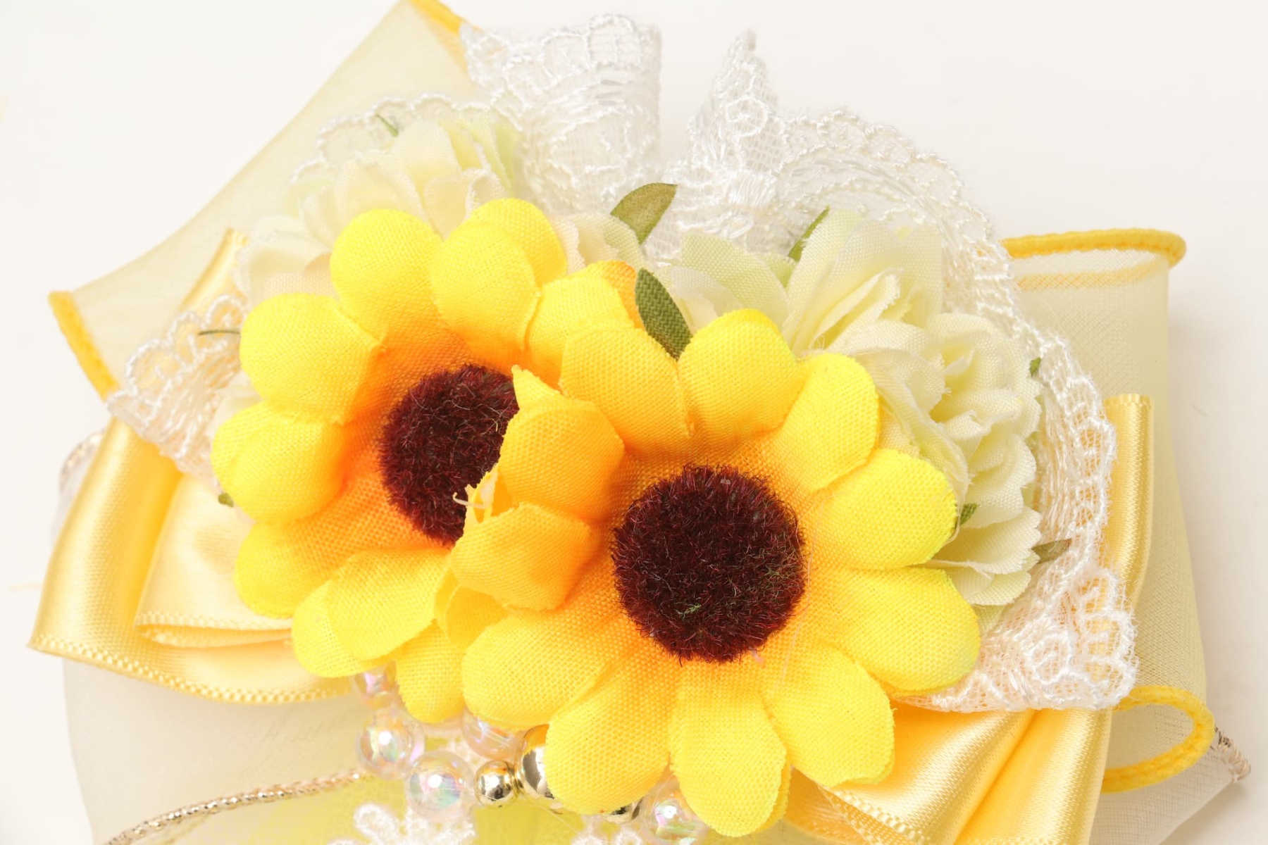 ひまわりベール風バレッタリボン