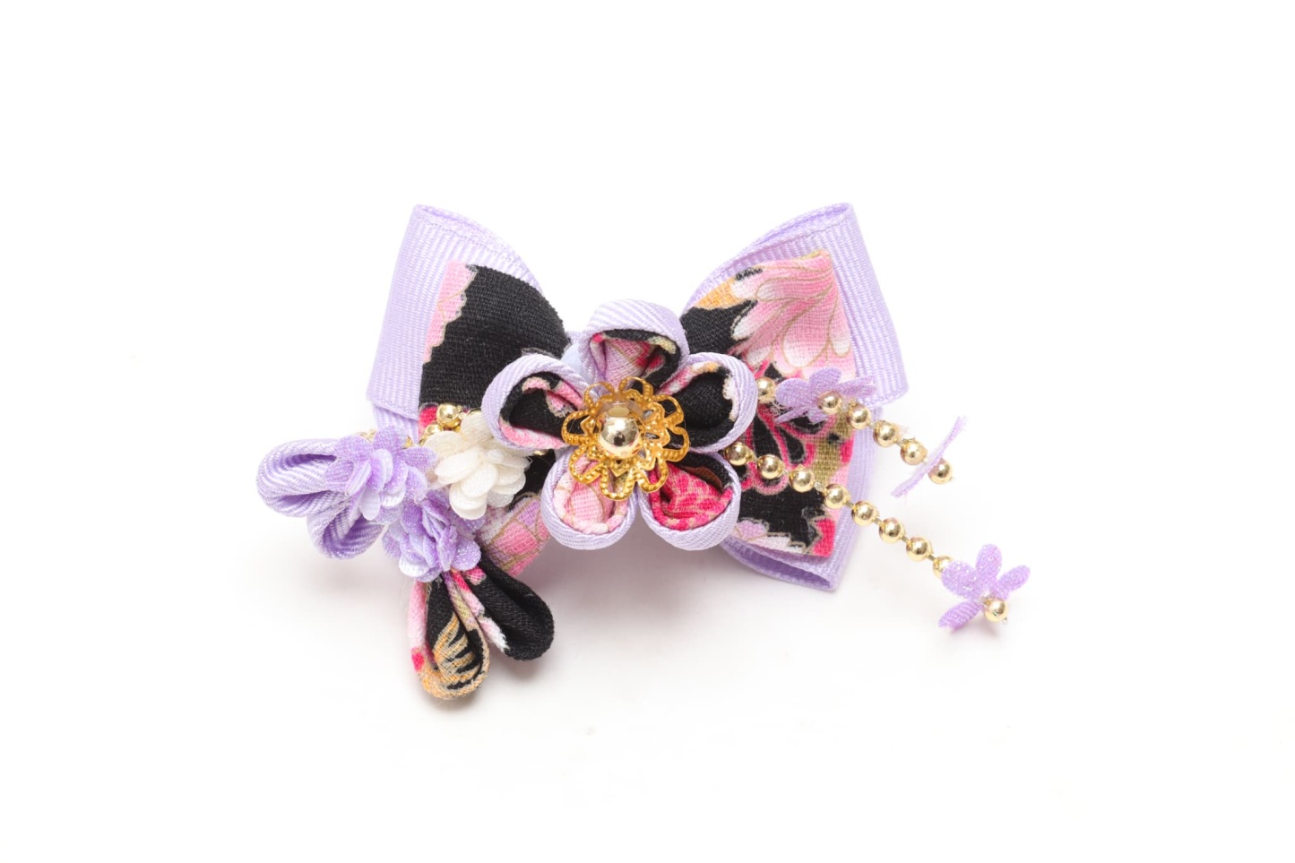 和ロリつまみ細工バレッタリボン