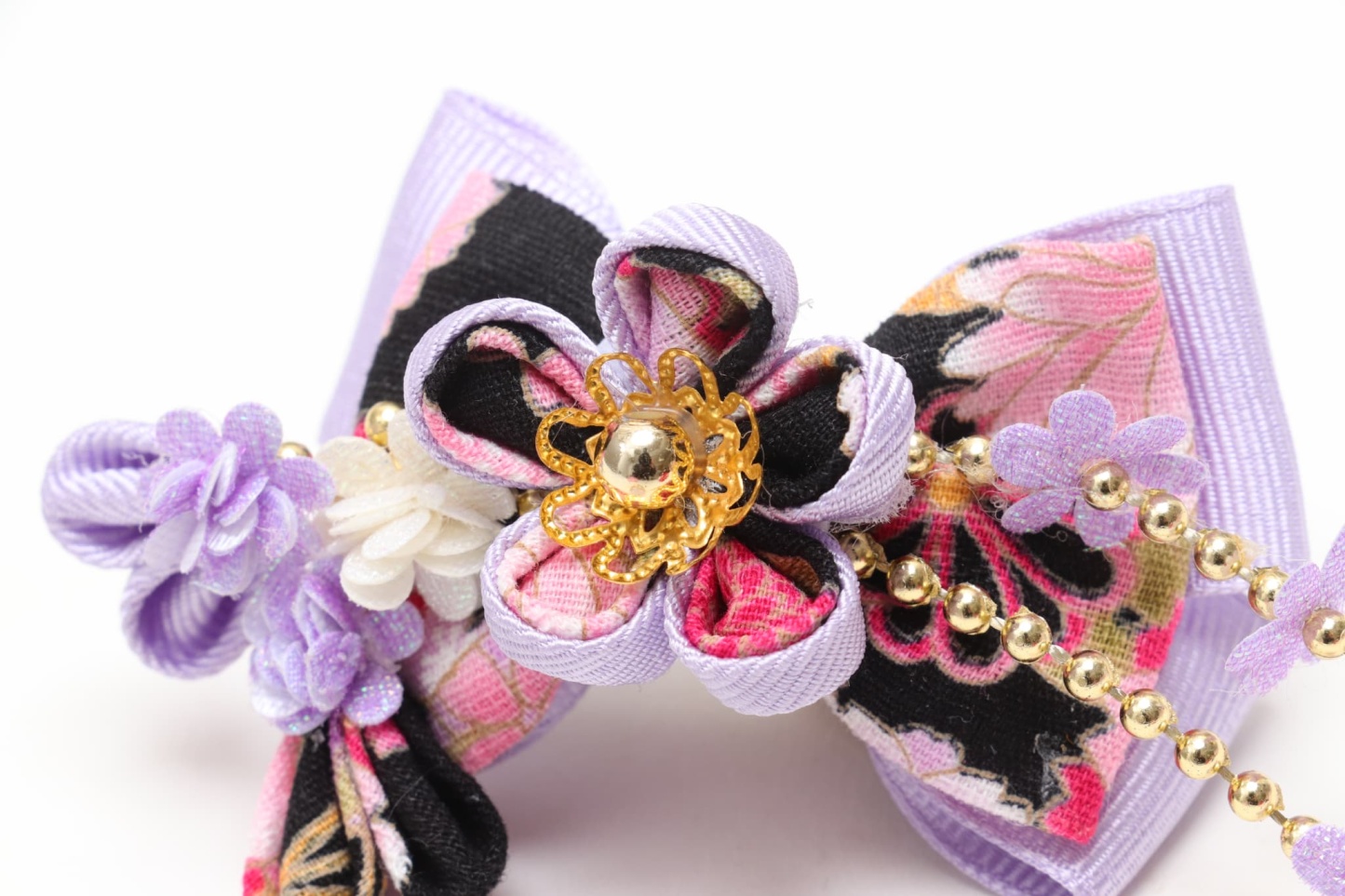和ロリつまみ細工バレッタリボン