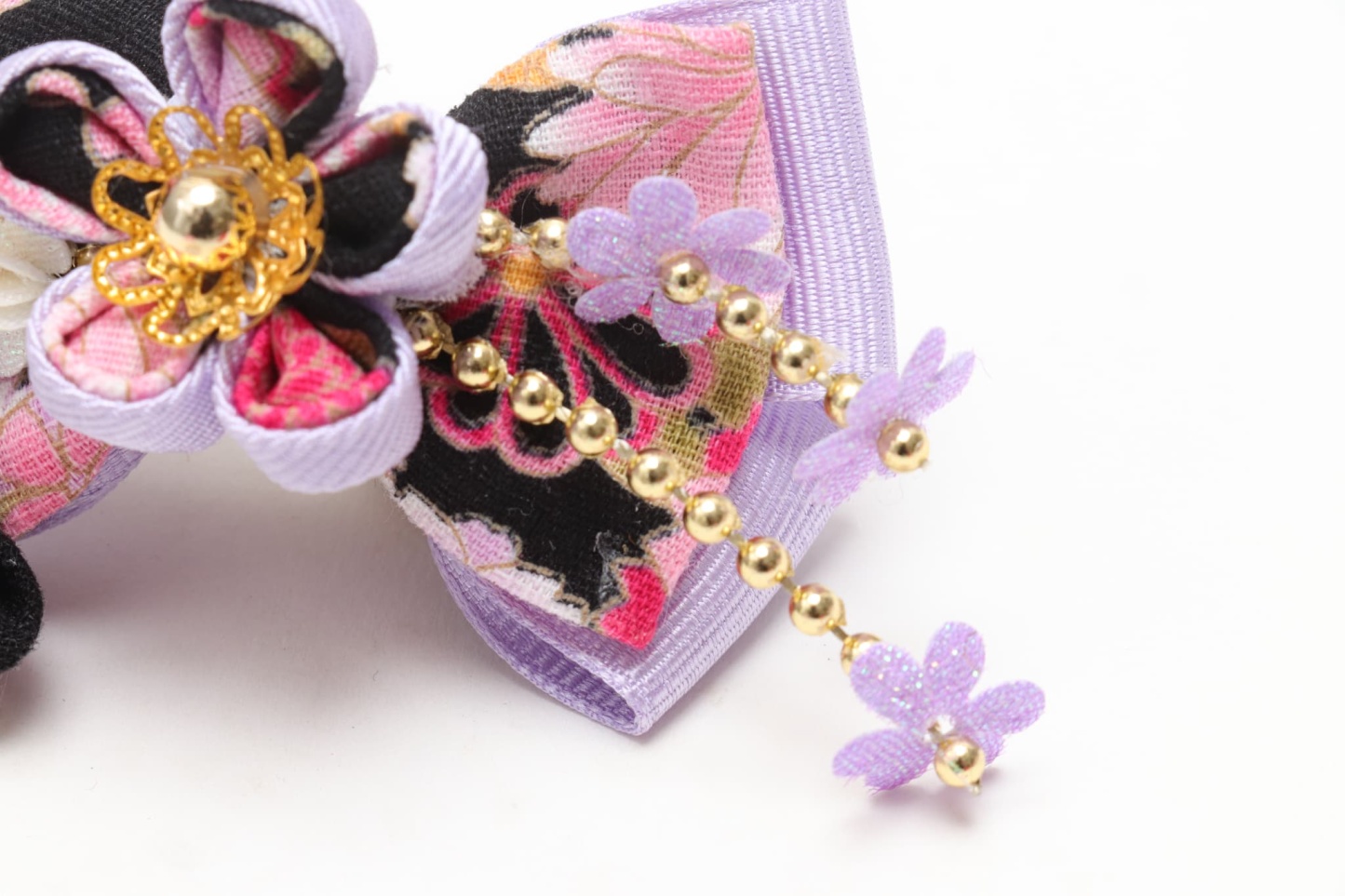 和ロリつまみ細工バレッタリボン