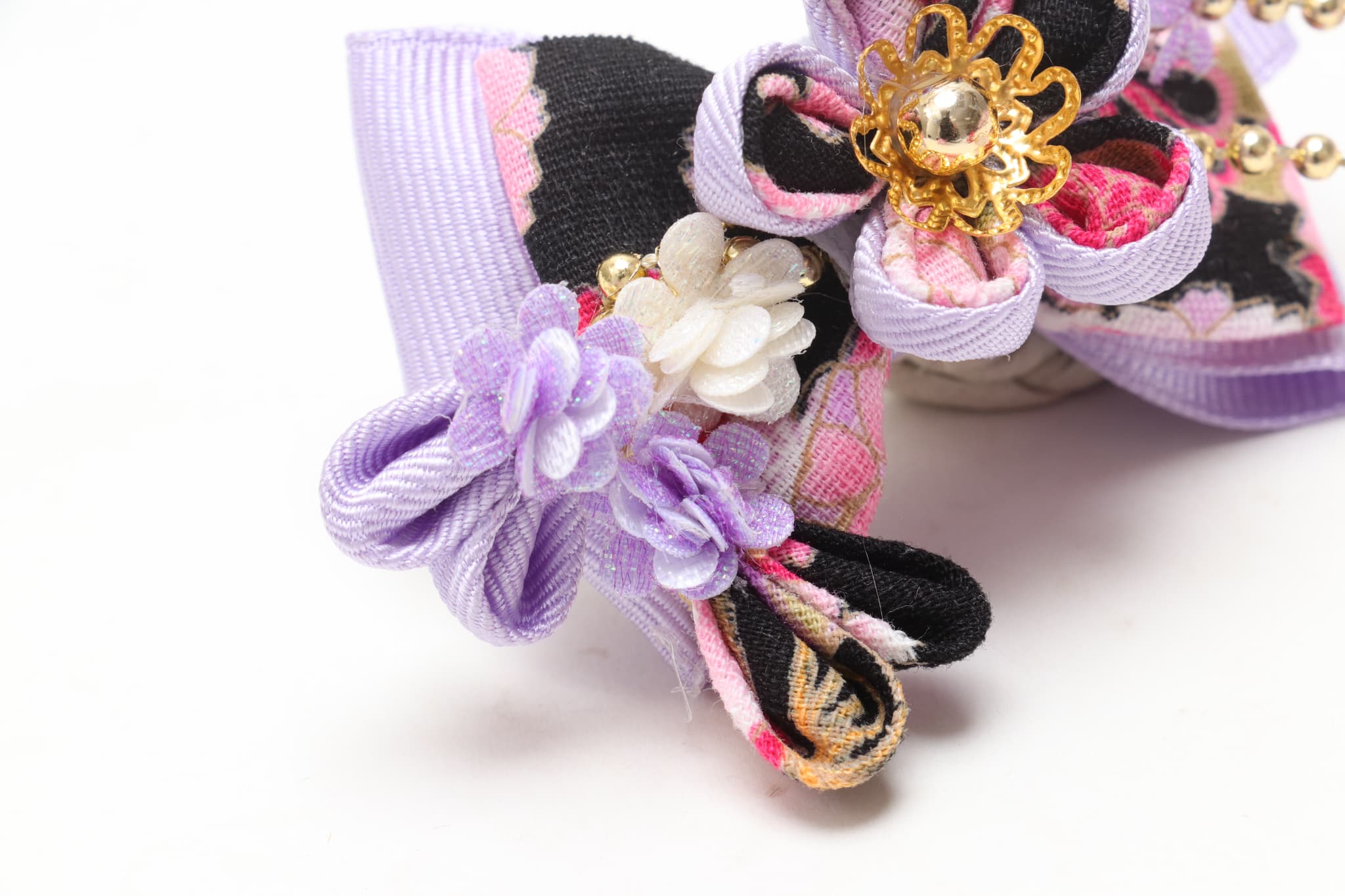 和ロリつまみ細工バレッタリボン