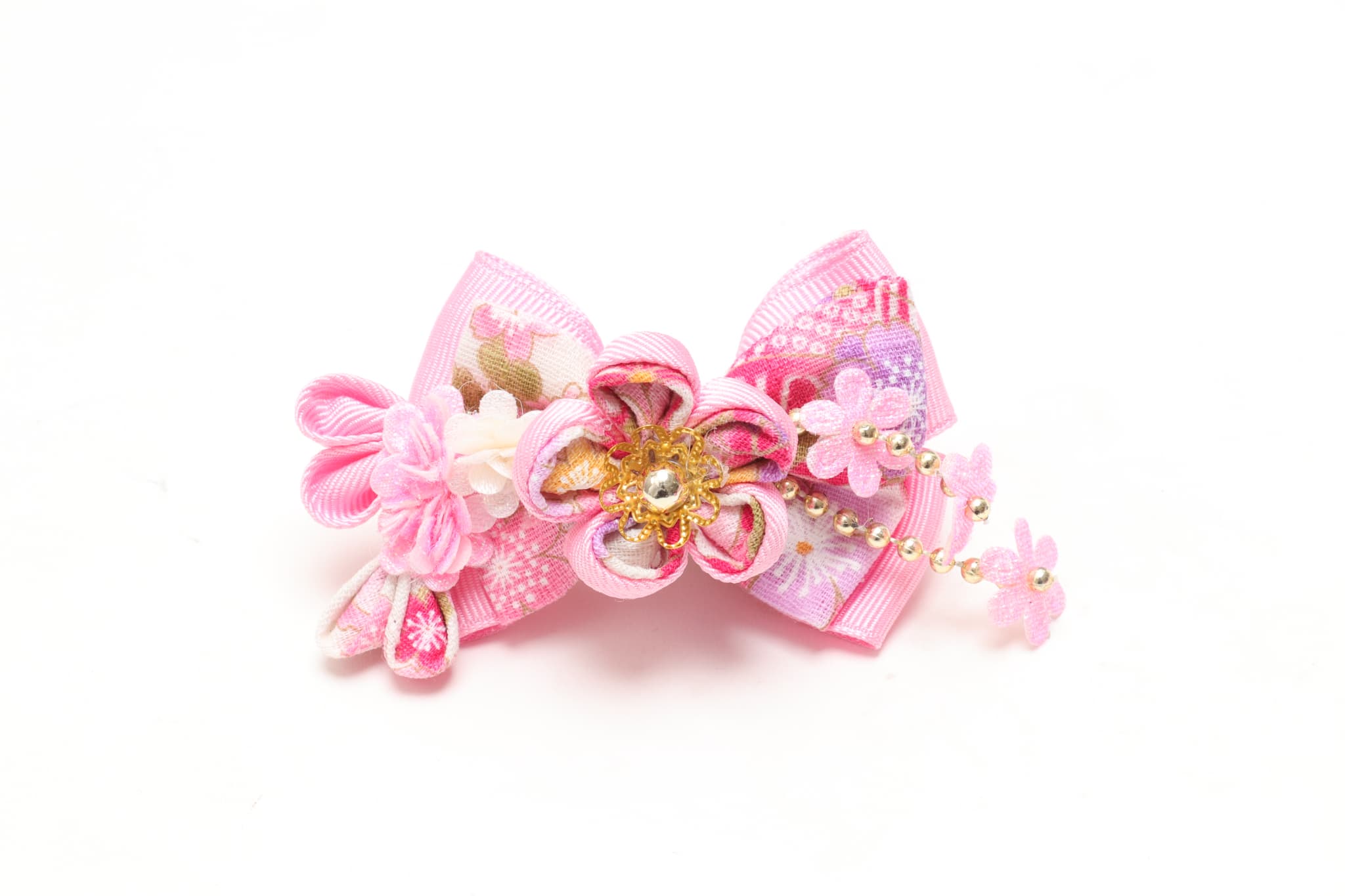 和ロリつまみ細工バレッタリボン