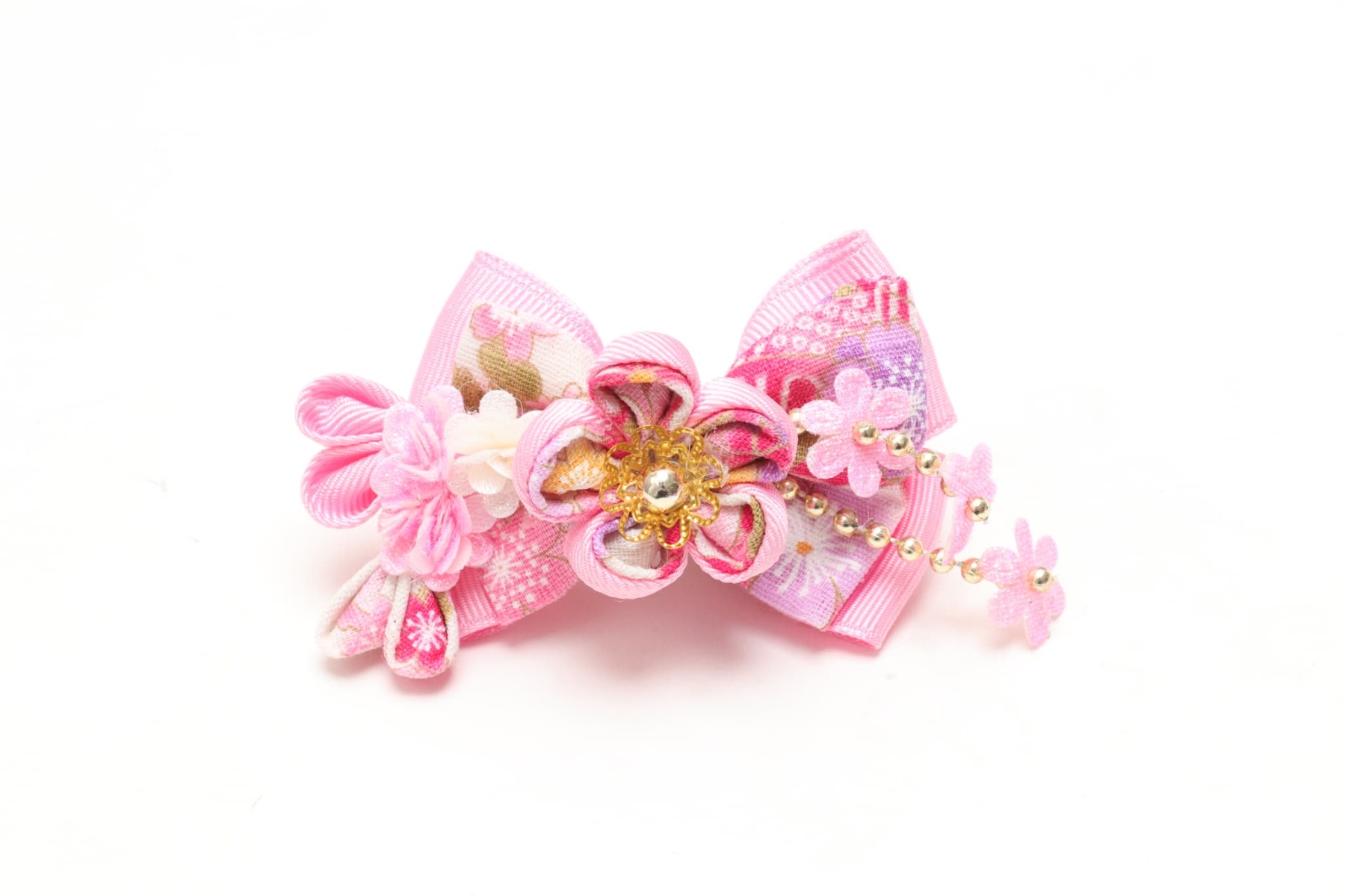 和ロリつまみ細工バレッタリボン