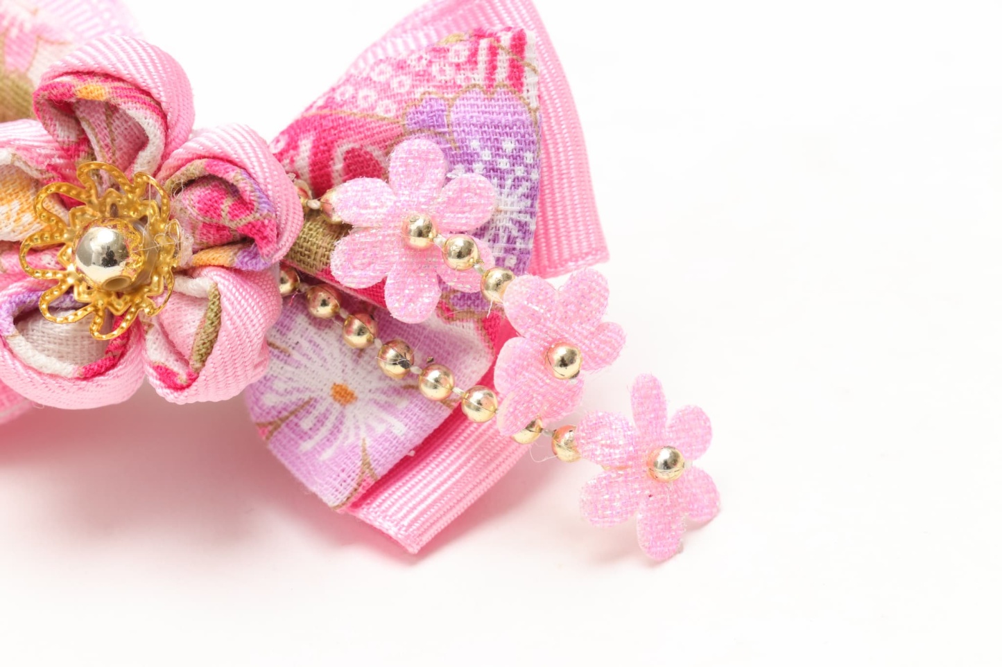 和ロリつまみ細工バレッタリボン