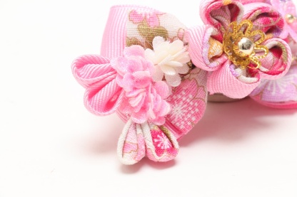 和ロリつまみ細工バレッタリボン