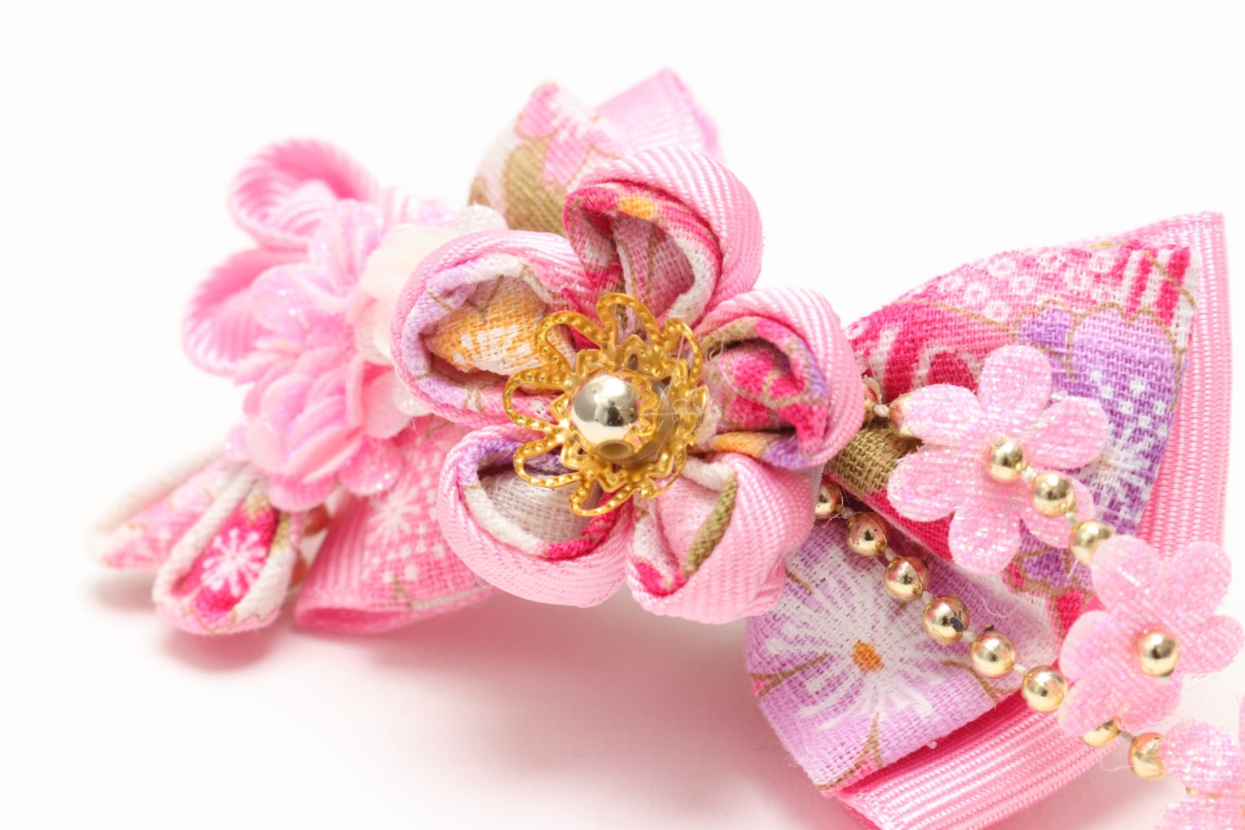 和ロリつまみ細工バレッタリボン