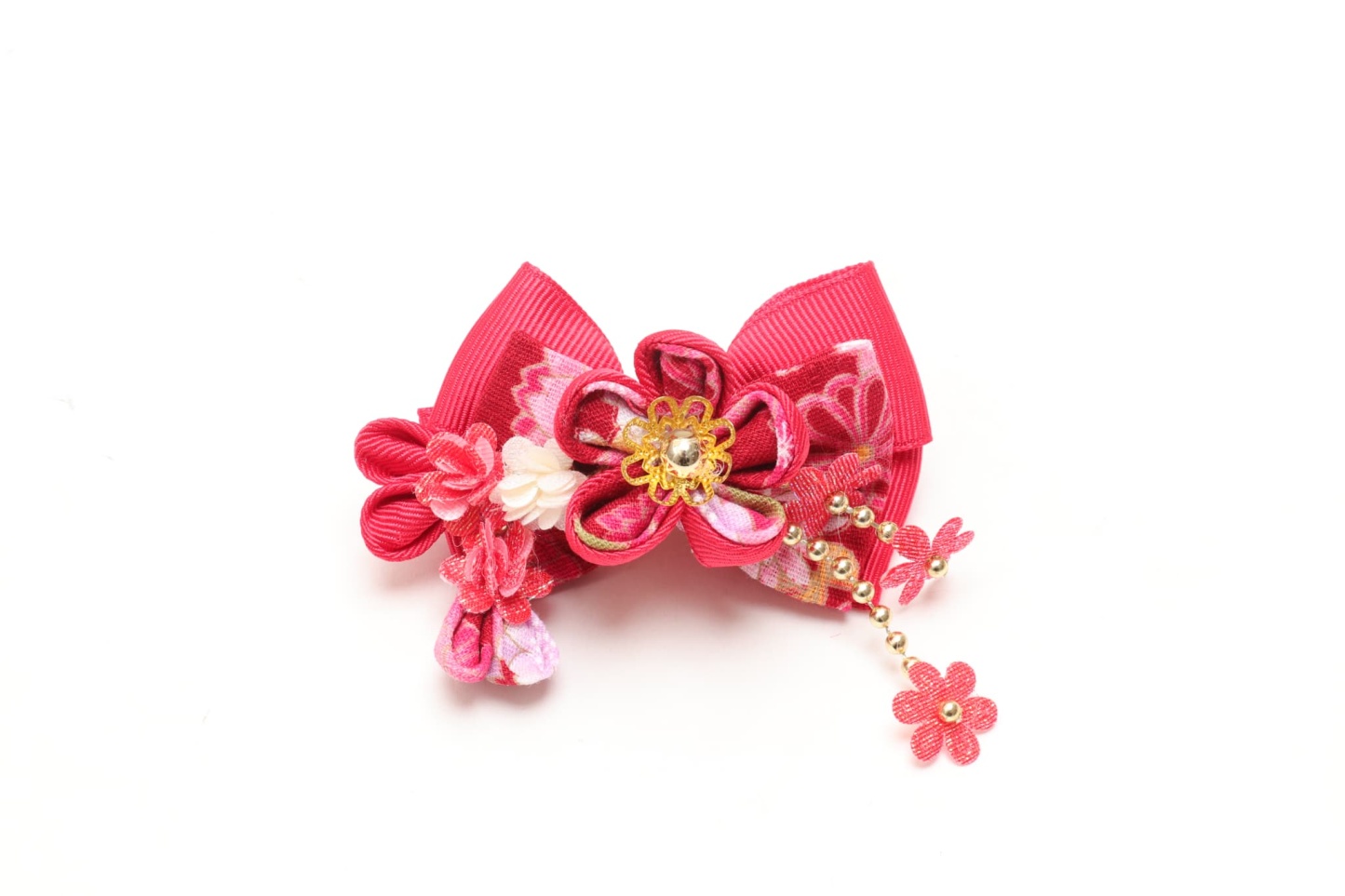 和ロリつまみ細工バレッタリボン