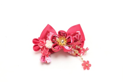 和ロリつまみ細工バレッタリボン