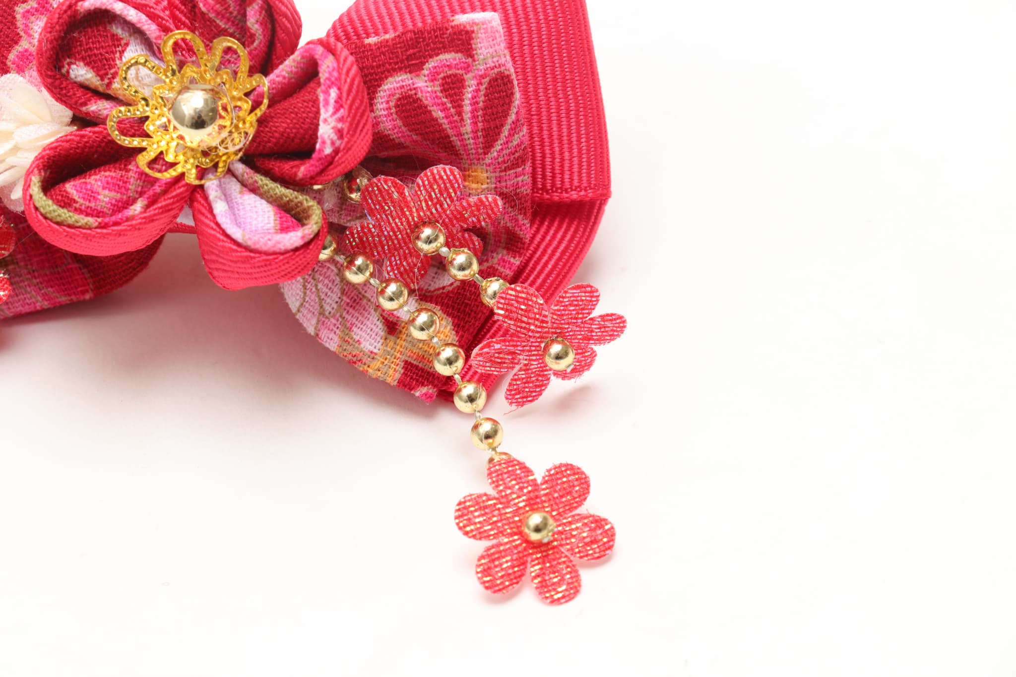 和ロリつまみ細工バレッタリボン