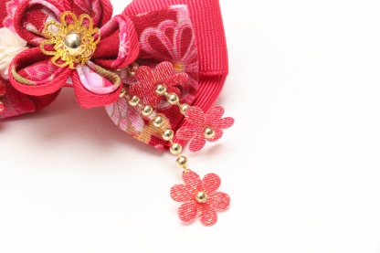 和ロリつまみ細工バレッタリボン