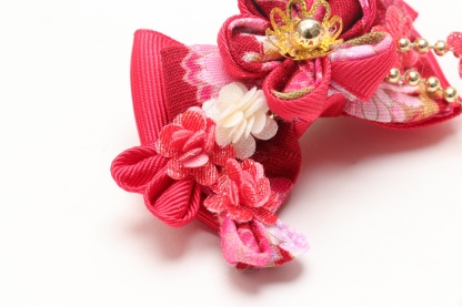 和ロリつまみ細工バレッタリボン