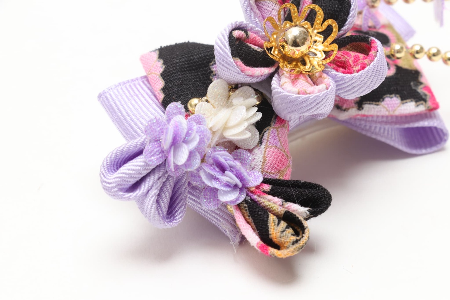 和ロリつまみ細工バレッタリボン