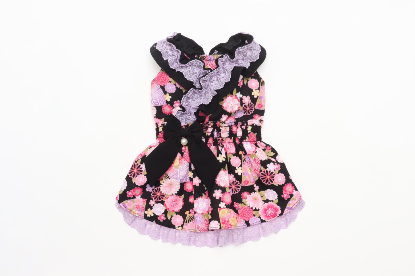 きゃんナナ　新品　Ｓ　花柄和ロりワンピース+バレッタ　ブラック（公式限定カラー） オンライン限定】花柄和ロリワンピース ブラック – 【公式】CanNana