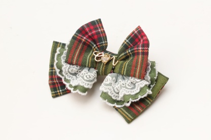 タータンチェックフリルバレッタリボン