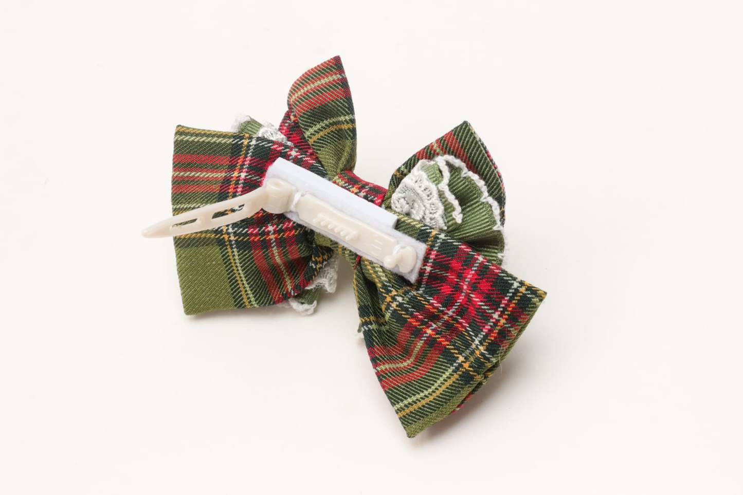 タータンチェックフリルバレッタリボン