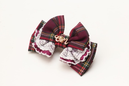 タータンチェックフリルバレッタリボン