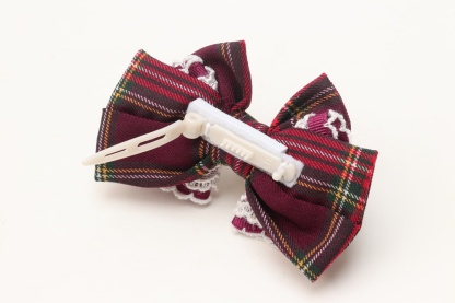 タータンチェックフリルバレッタリボン
