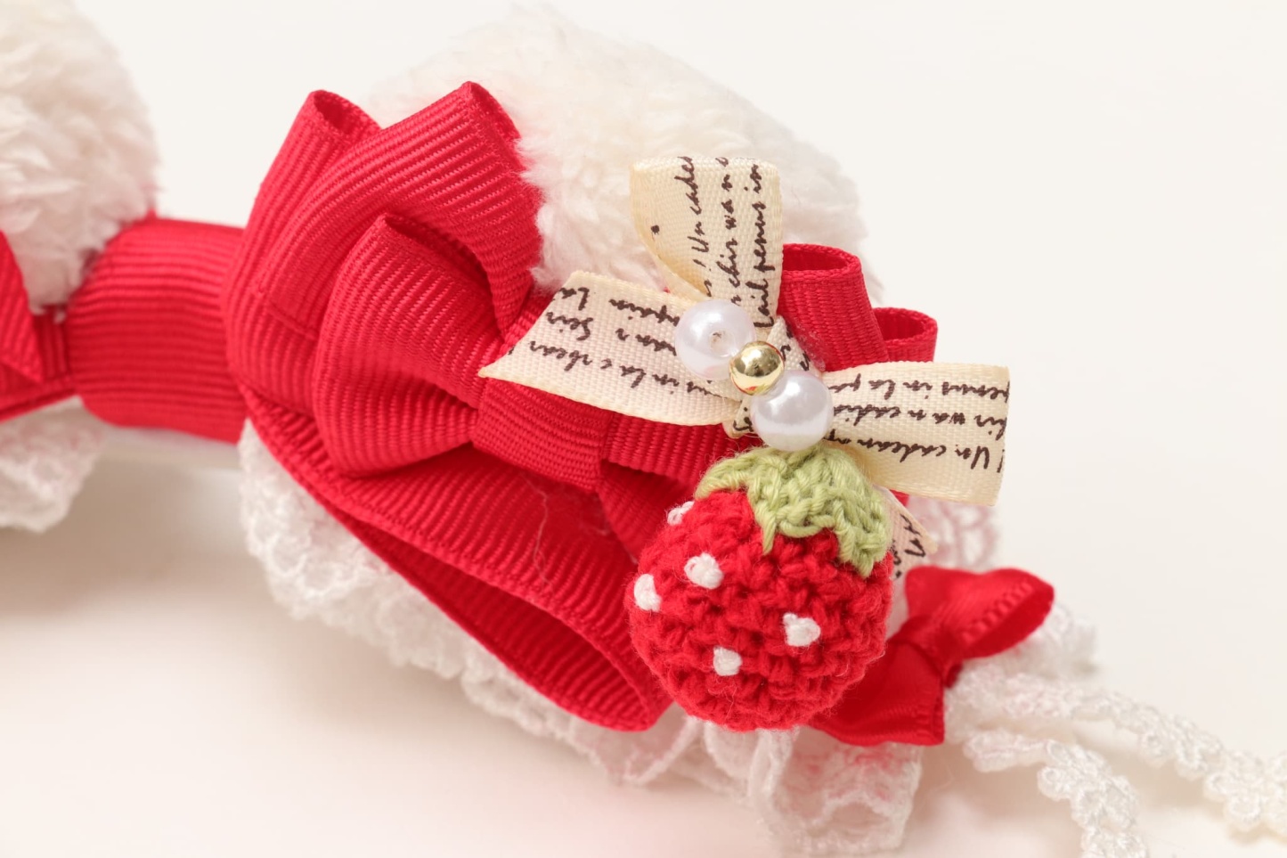 LB-323くまいちごバレッタリボン レッド