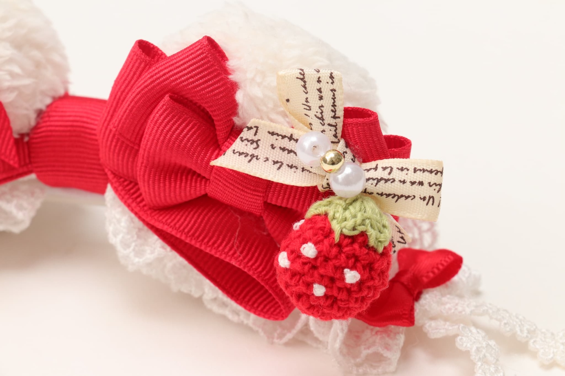 LB-323くまいちごバレッタリボン レッド