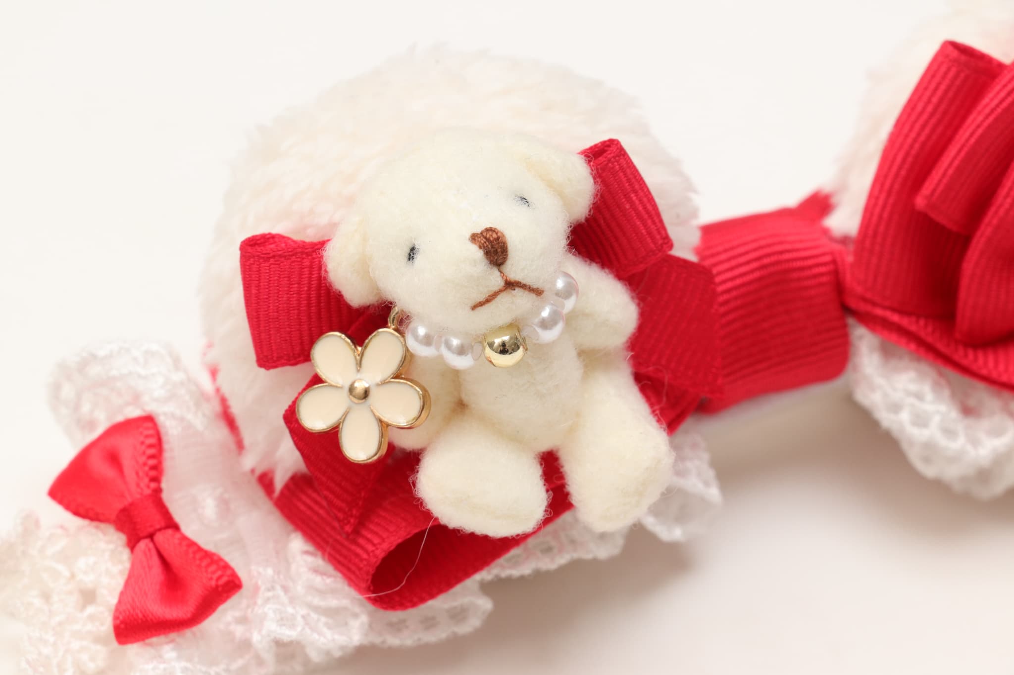 LB-323くまいちごバレッタリボン レッド