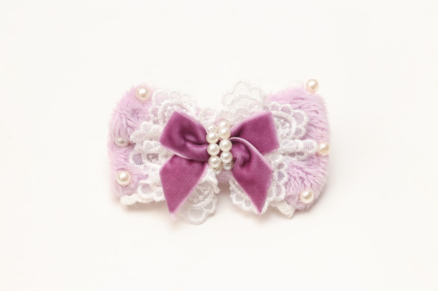 LB-324ファーデコレーションバレッタリボン