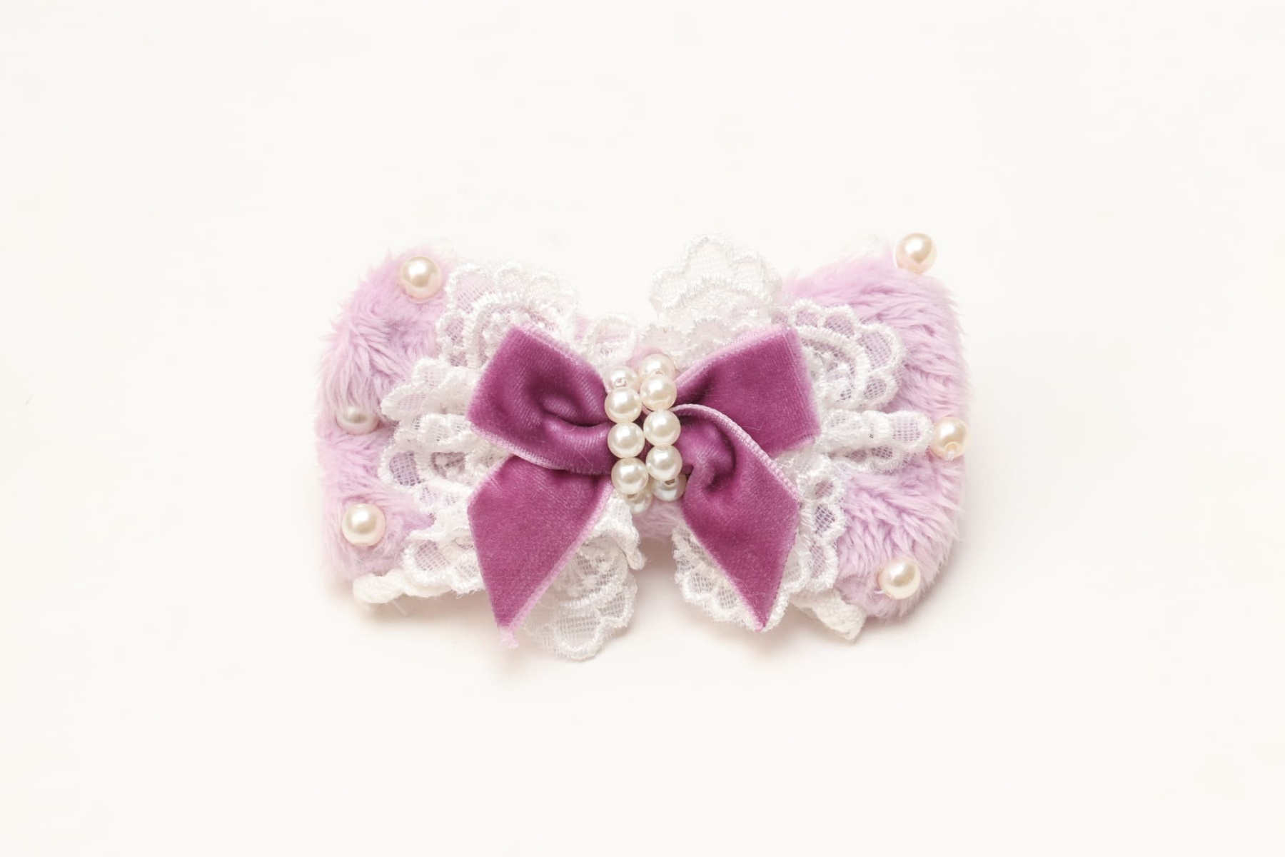 LB-324ファーデコレーションバレッタリボン