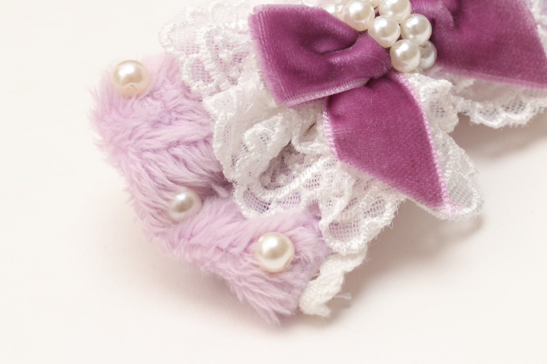 LB-324ファーデコレーションバレッタリボン