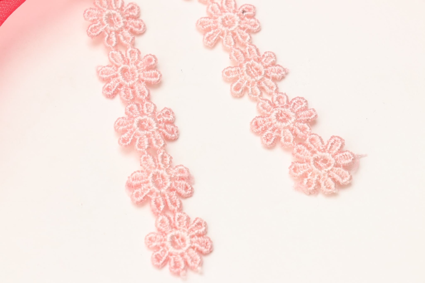 LB-322いちごオーガンジーフリルバレッタリボン レッド