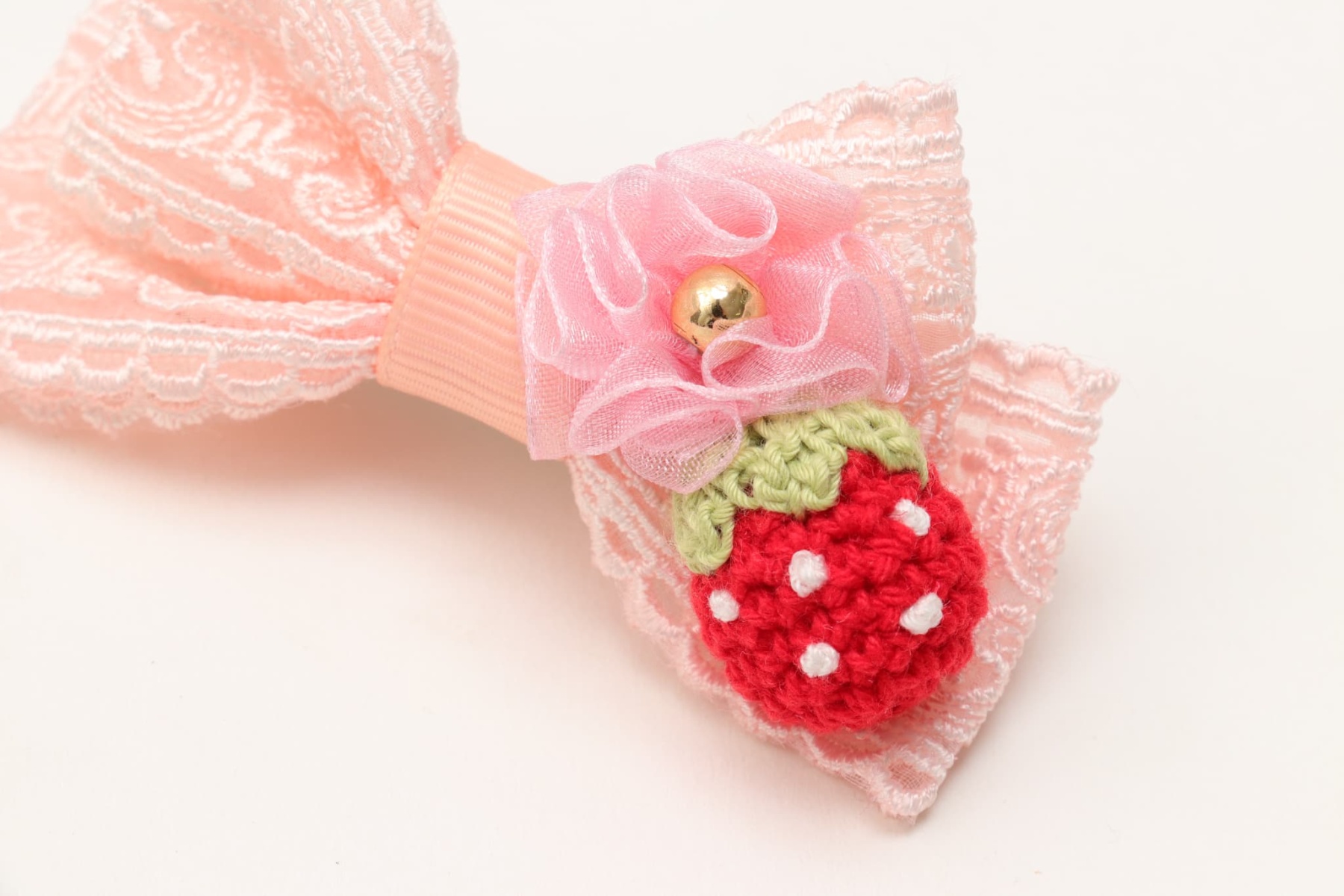 WEB-2601 いちごレースバレッタリボン　