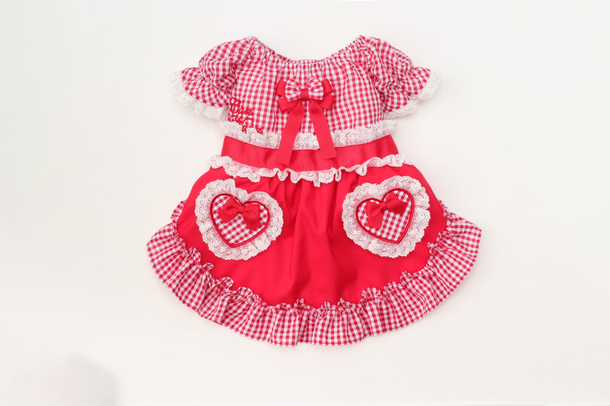 1177 ハートギンガムワンピース